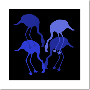 Blue Flamingo Animal Pattern Posters and Art